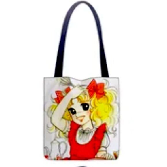 Candy Candy 🍭 Linen Large Tote Bag Shopper Overnight Bag Shoulder Bag 16”by16” - Picture 2 of 2